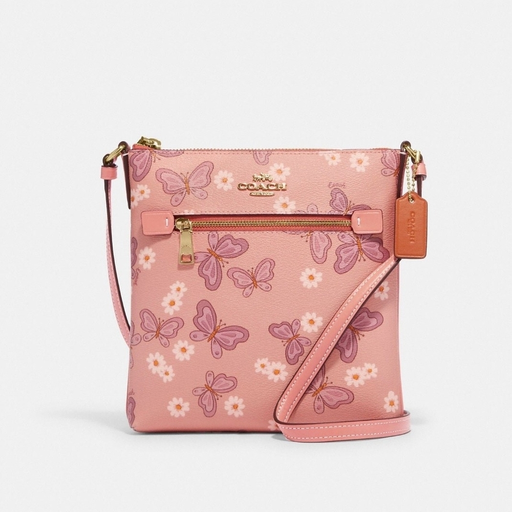Coach Pink Floral Butterfly Crossbody Bag